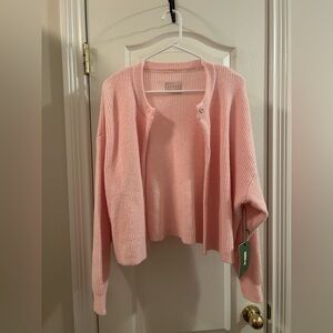 Daily Drills Single Button Pink Sweater